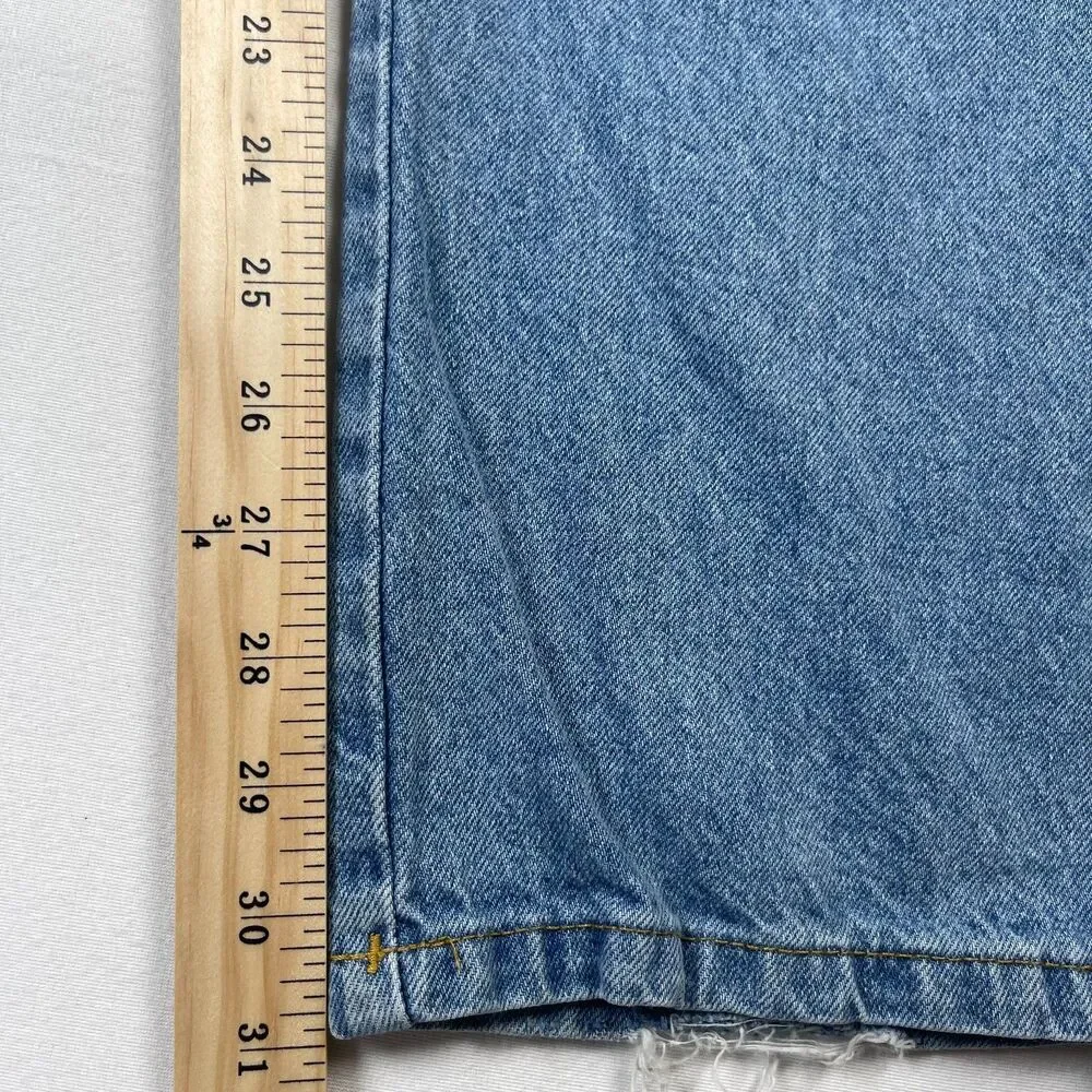 Cotton: ON Jeans Women 12 Blue Denim Cotton‎ Pockets High-Rise Long Straight Leg